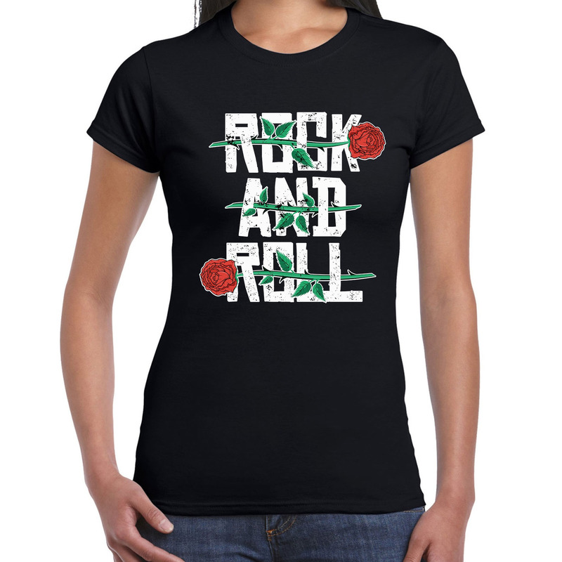 Rock and Roll 50s shirt zwart voor dames Top Merken Winkel
